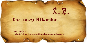 Kazinczy Nikander névjegykártya